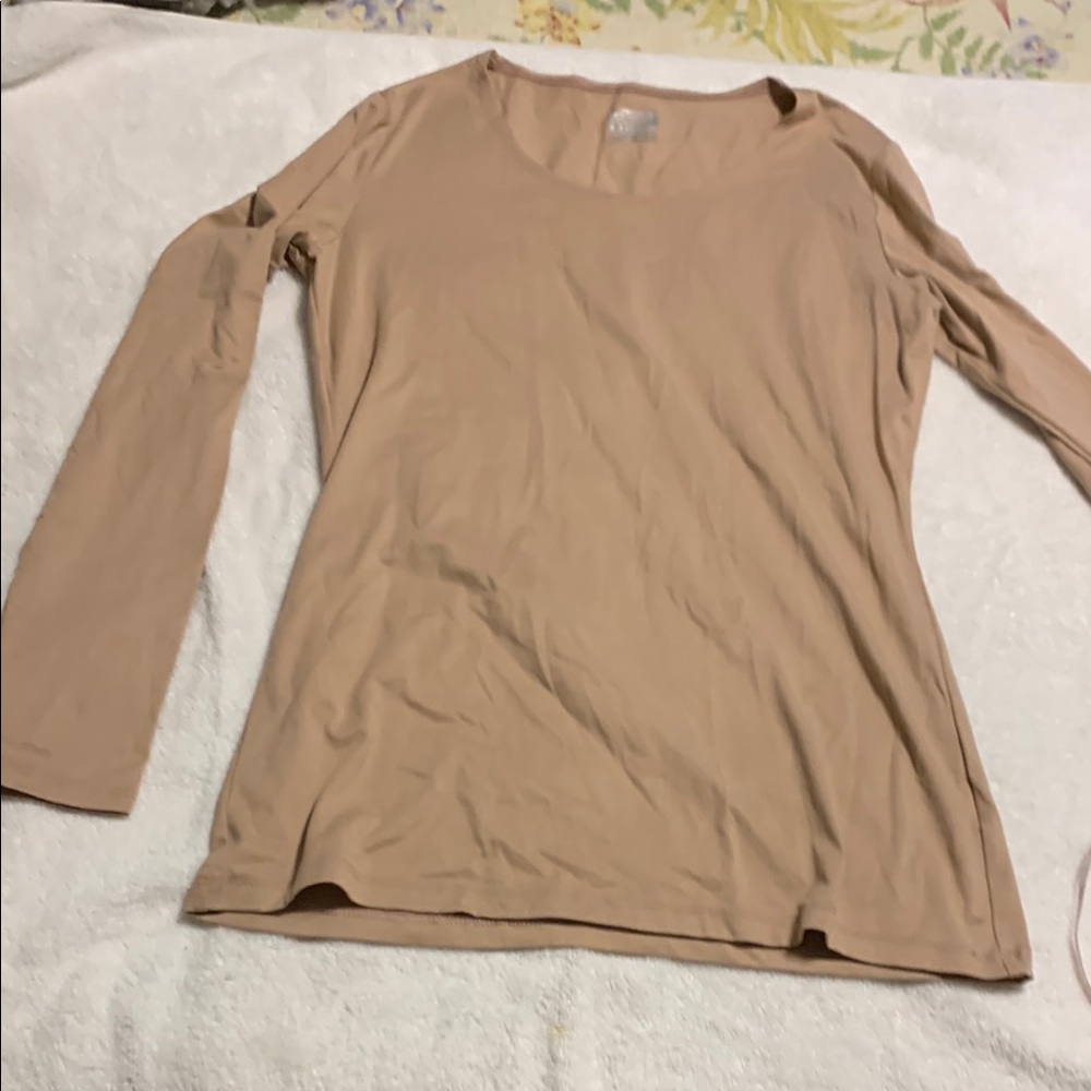 32 Degrees Cream Tan Cut Out Fitted Blouse
